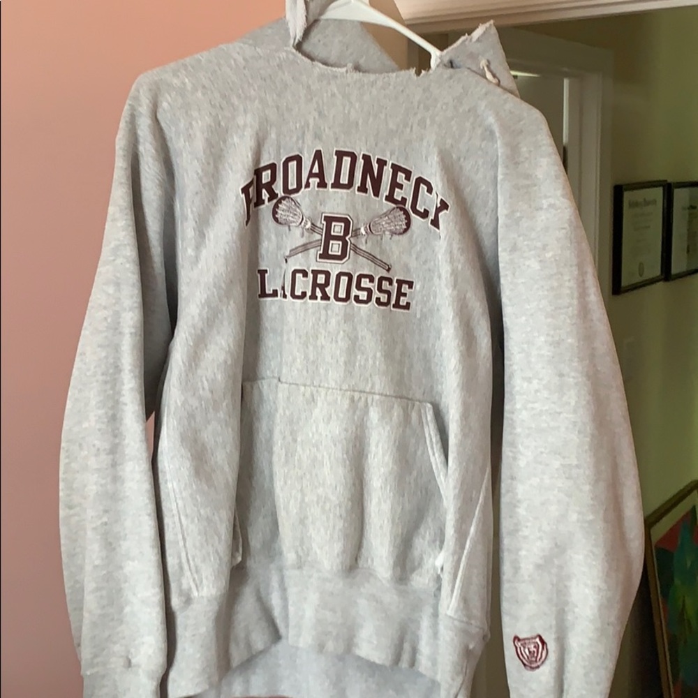 Vintage and distressed varsity hoodie